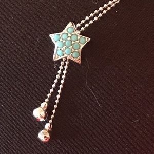 Silver lariat necklace with turquoise star
